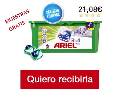 Muestras gratis de Ariel 3 en 1