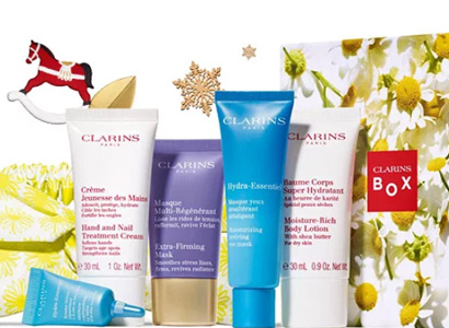 Clarins Box con varios productos cosméticos