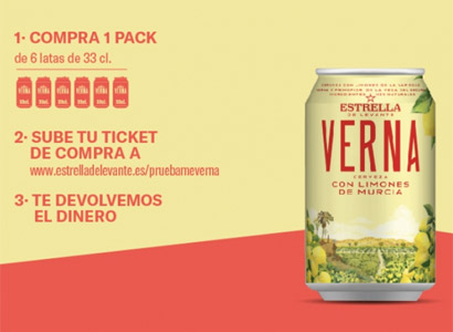 2.250 reembolsos de packs de 6 latas de 33 cl de cerveza VERNA