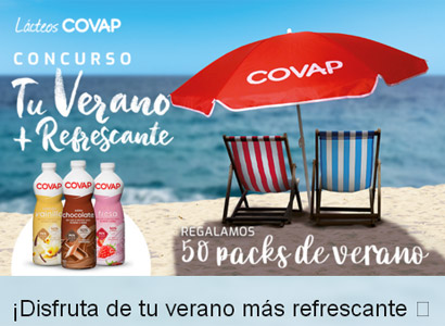 50 packs de verano: 1 sombrilla y 3 packs de 6 botellas de batidos COVAP