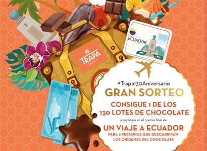 1 viaje para 2 personas a Ecuador y 130 lotes de chocolates Trapa